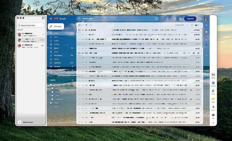 The interface for Orbit, a native Mac Gmail app.